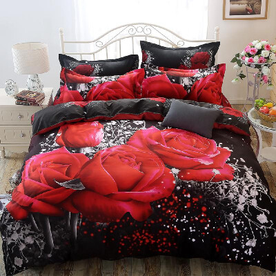 

4 PieceSet Home 3D Ultra Soft Fade Resistant Luxury Bed Sheet Set Bedroom Comfortable Breathable Bedclothes