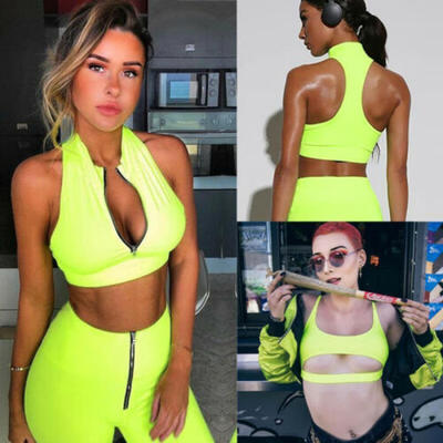 

Women Sleeveless Crop Top Tank Vest Fitness Yoga Sport Running Bra Workout Shirt