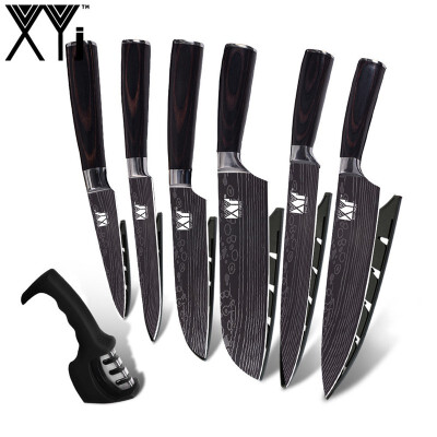 

XYj Kitchen Knives High Grade Chef Slicing Santoku Utility Fruit Stainless Steel Knife And Knife Sharpener