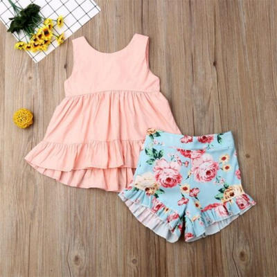 

US Child Kids Baby Girl Dress Tops Floral Short Pants Outfits Clothes Summer Set