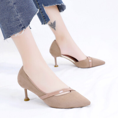 

Rose Womens Fashion Pointed Toe High Heels Women Wild Stiletto Suede Hollow Sandals