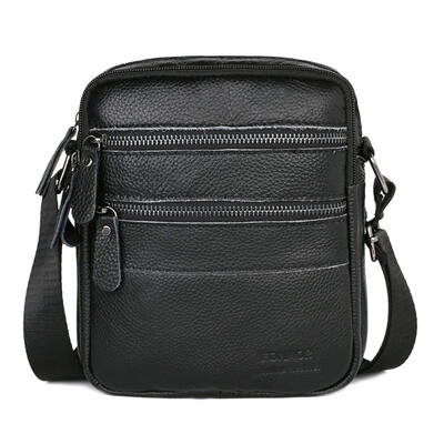 

Vintage Male Solid Color Shoulder Packs Men Genuine Leather Crossbody Bags