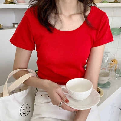 

Women ClothesTshirt Womens Short Sleeve Sexy Backless Round Neck Solid Casual Back Bow Knitted T-Shirt