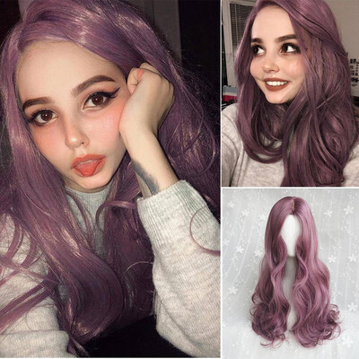 

〖Follure〗Womens Fashion Wig Purple Synthetic Hair Long Wigs Wave Curly Wig