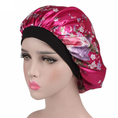 

Women Satin Night Sleep Cap Hair Bonnet Hat Silk Head Cover Wide Elastic Band