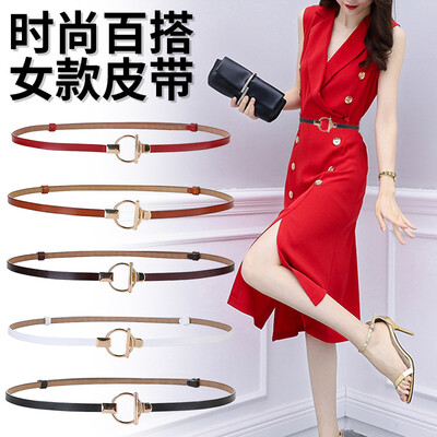 

Korean female leather decorative thin belt ladies leather buckle dress accessories belt
