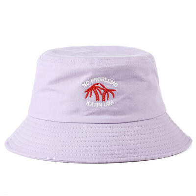 

Coconut Tree Print Unisex Cotton Bucket Fisherman Cap Summer Panama Sun Hat