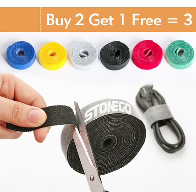 

STONEGO Velcro Tape Fastening Cable Tie Self Adhesive Double-sided Tape Roll Hook&Loop Nylon Strap for Organization Management
