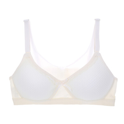 

1pc Teen Girls Underwear Soft Padded Cotton Soild Triangle Plaid Comfort Mesh Bra for Young Girls Small Training Bra