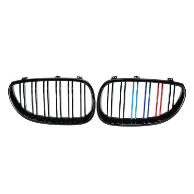 

One Pair Front Center Kidney Grilles Gloss Black Mixed Color Grill for BMW E60 E61 520d 520i 523li 525li 530l 2004-2009