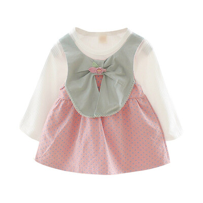 

2019 New Autumn Casual Baby Girls Floral Print Long Sleeve Patchwork Dress Kids Toddler Pageant Sundress