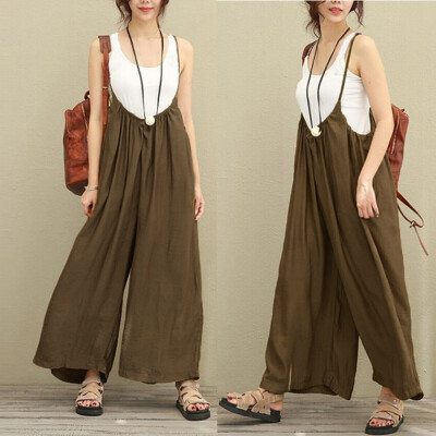 

Tailored Women Wide Leg Pants Vocation Dungarees Casual Jumpsuits Long Trousers Rompers