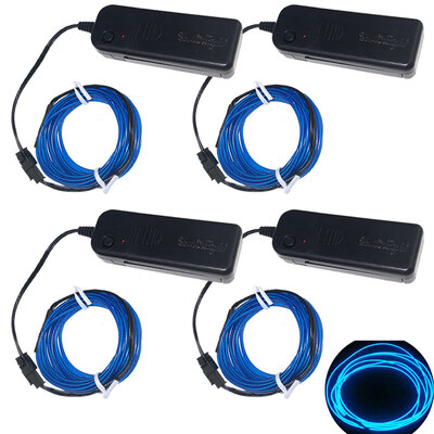 

YouOkLight 3W 5V 3M Flexible Red Green Blue Neon EL Wire Light Dance Party Decor Light Batteries not Included 4pcs
