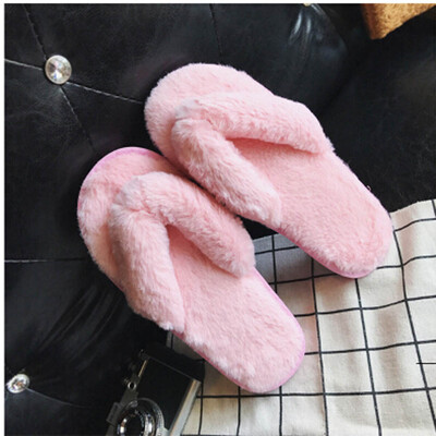 

Rose Creative Women Casual Imitation Fur Plush House Spa Flip Flops Slippers