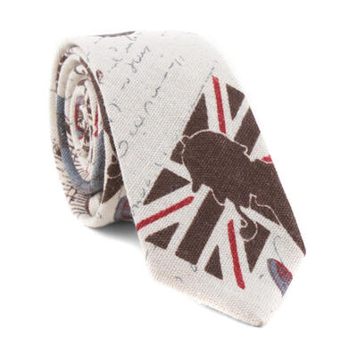 

Men Ties Casual Floral Print Flax Party Narrow Slim Business Formal Necktie