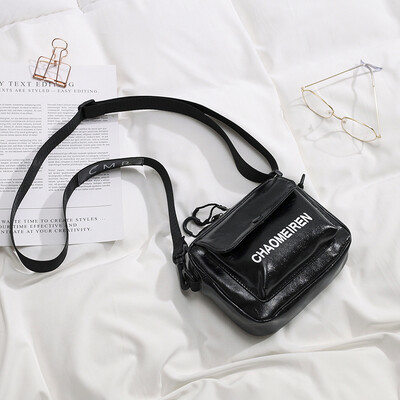 

Net red black bag 2019 new wave Korean version of the wild letter small square bag texture port wind student slung shoulder bag