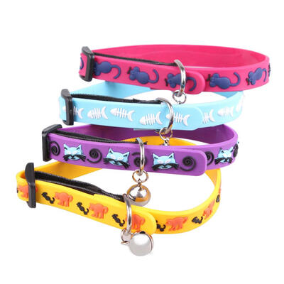 

124pcs Dog Cat Collar Silicone Puppy Collars with Bell ID Tag Pet Supply