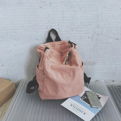 

Solid Color Multifunctional Canvas Backpack Minimalist Retro Backpack Wild Leisure Korean Schoolbag Bag