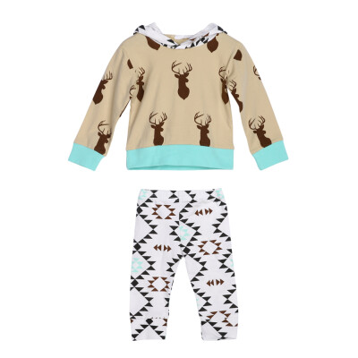 

2pcs Baby Boys Girls Outfits Long Sleeve Hoodie Deer Tops Pants Clothes Set