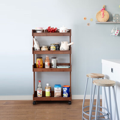 

XIAOZHUJIANG E-type multi-function mobile rack three-tier rack with wheel bamboo flower shelf 4219