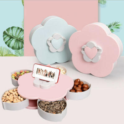 

Creative Plastic Floral Rotate Open Dried Fruit Plate Candy Snack