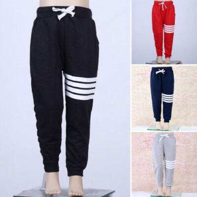 

Kids Baby Toddler Boy Girl Striped Cotton Joggers Casual Track Pants Trousers US