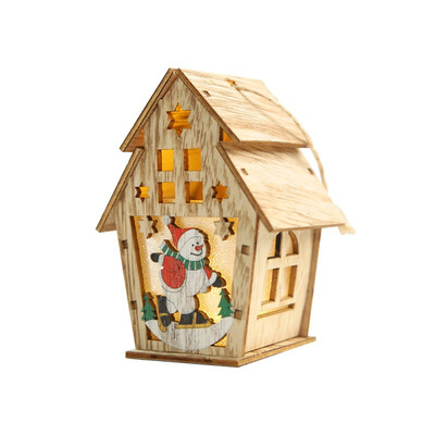 

Christmas DIY Ornaments LED Light Wood House Christmas Tree Decorations For Home Hanging Ornaments Holiday Nice Xmas Gift