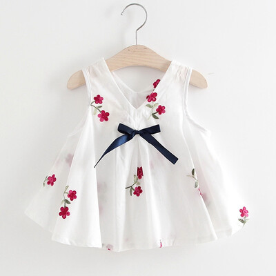 

Newborn Kids Baby Girl Flower Princess Embroidered Dress Sundress Summer