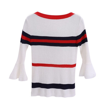 

Women Flare Sleeve Pullover Women Basic Sweaters Women 2018 Korean Style Knit Tops Femme