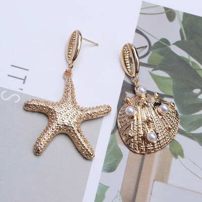 

EK649 Big Shell Drop Earrings For Women Creative Starfish Conch Cowrie Hanging Brincos Statement Earrings Boho Beach Jewelry