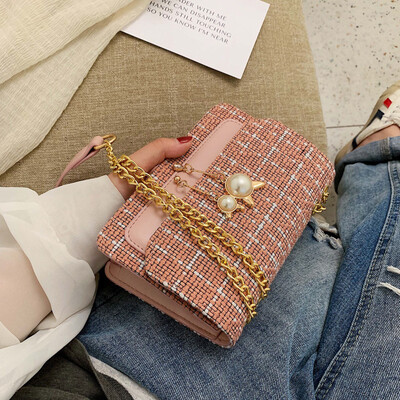 

Direct Korean version of the female bag new foreign style woolen chain small square bag fashion wild Messenger shoulder