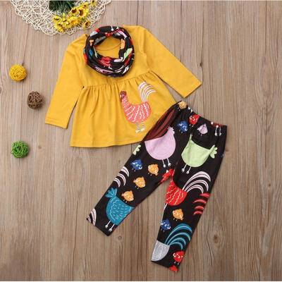 

Thanksgiving Toddler Baby Girls Turkey Tops Dress Pants Leggings Outfits Clothes