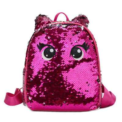 

Cute Eyes Print Small Backpacks Preppy Women Sequins Shoulder School Bags