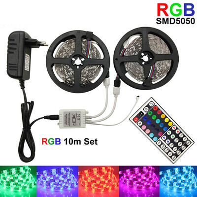 

10M LED Strip Lights Waterproof IP65 RGB Color Changing LED Strips with DIY 44 Keys IR Remote Controller&12V Power Supply for