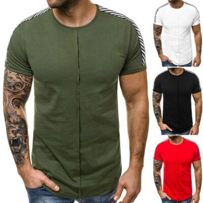 

Mens Short Sleeve T-shirt Crew Neck Tee Basic Gym Cotton Casual Top Solid Color