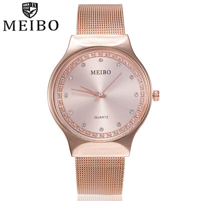 

MEIBO Fashion Alloy Belt Mesh Watch Unisex womens watches Minimalist Style Quartz Watch relogio feminino saat Hour 533