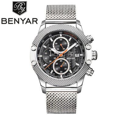 

Gobestart BENYAR Sport Chronograph Watches Men Mesh Band Waterproof Luxury Quartz Watch