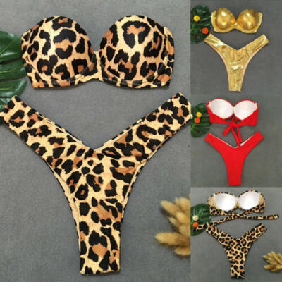 

Padded Bra Bikini Set Swimsuit Women Bandage Push-up Triangle Swimwear Bathing