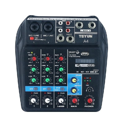 

Portable 4-Channel BT Sound Mixing Console Digital Audio Mixer Built-in Reverb Effects for Recording DJ Network Live Broadcast