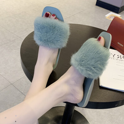 

Summer flat-bottomed hairy slippers for women wearing students fairy wind ins trendy shoes