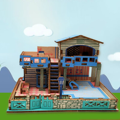 

Gotoamei Kids 3D wooden DIY Houses Jigsaw Children Castle Construction Pattern Puzzle Toy