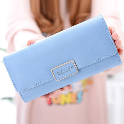 

Fashion Fresh Style PU Leather Multi-card-holder Triple-Folding Women Long Section Wallet Purse