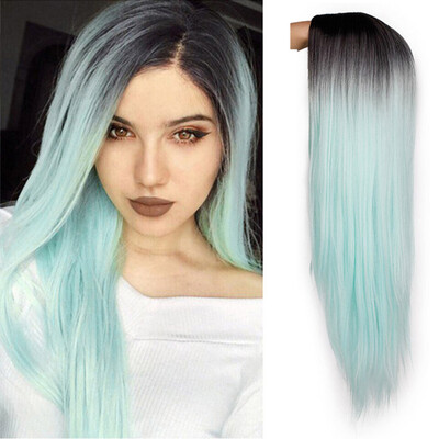 

〖Follure〗Sexy Long Stragiht Fashion Synthetic Wig Blue Natural Wavy Costume Wig With Cap