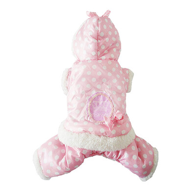

Winter Polka Dot Coat Jacket Hoody Pet Puppy Jumpsuit clothes