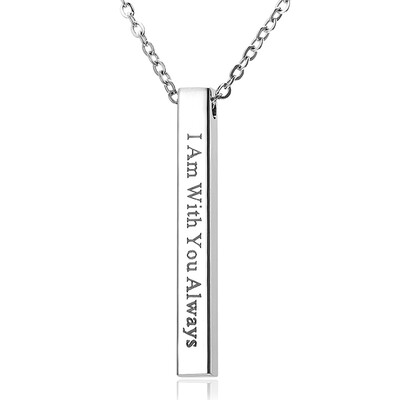 

Custom Personalized Vertical Bar Necklace Four Sides Engraved Date Name Pendant Necklace for Women Men Birthday Anniversary Gift