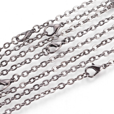 

Iron Cable Chains Necklace Makings with Lobster Clasps Unwelded Gunmetal 275"70cm