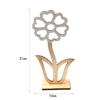 

1pcs Natural Wood Hollow Small Flower Easter Ornaments Gift Table Solid Tulip for Festival Wedding Home Decoration