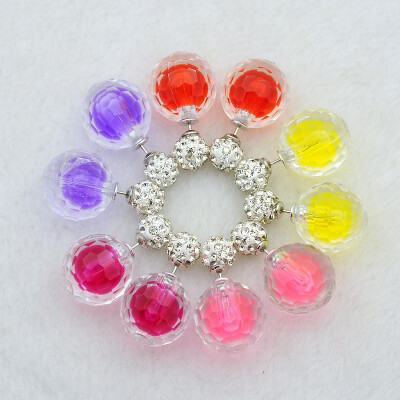 

New Fashion Acrylic Double Faced Ball Ear Studs with Polymer Clay Crystal Rhinestones Mixed Color Ball 8mm & 16mm Pin 08mm