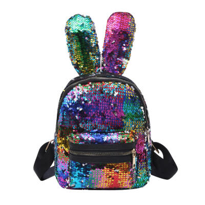 

Sequins Backpack Rabbit Ears Shoulder Bag Women Girls Travel Bags Rucksack