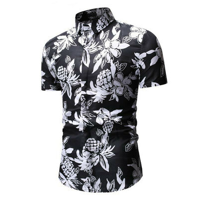 

Men Hawaiian Shirt Beach Flower Party Summer Holiday Fancy Tops Short Sleeve Tee